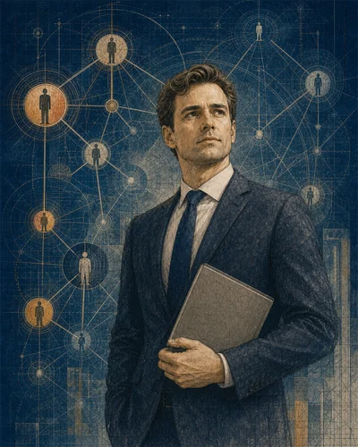 A department leader studies a team interaction map